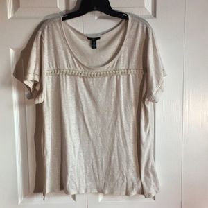 Gap cream, Scoop neck tee. tassel detail along the chest size XL